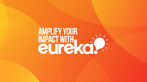 Eureka Logo and Tagline on Orange Background